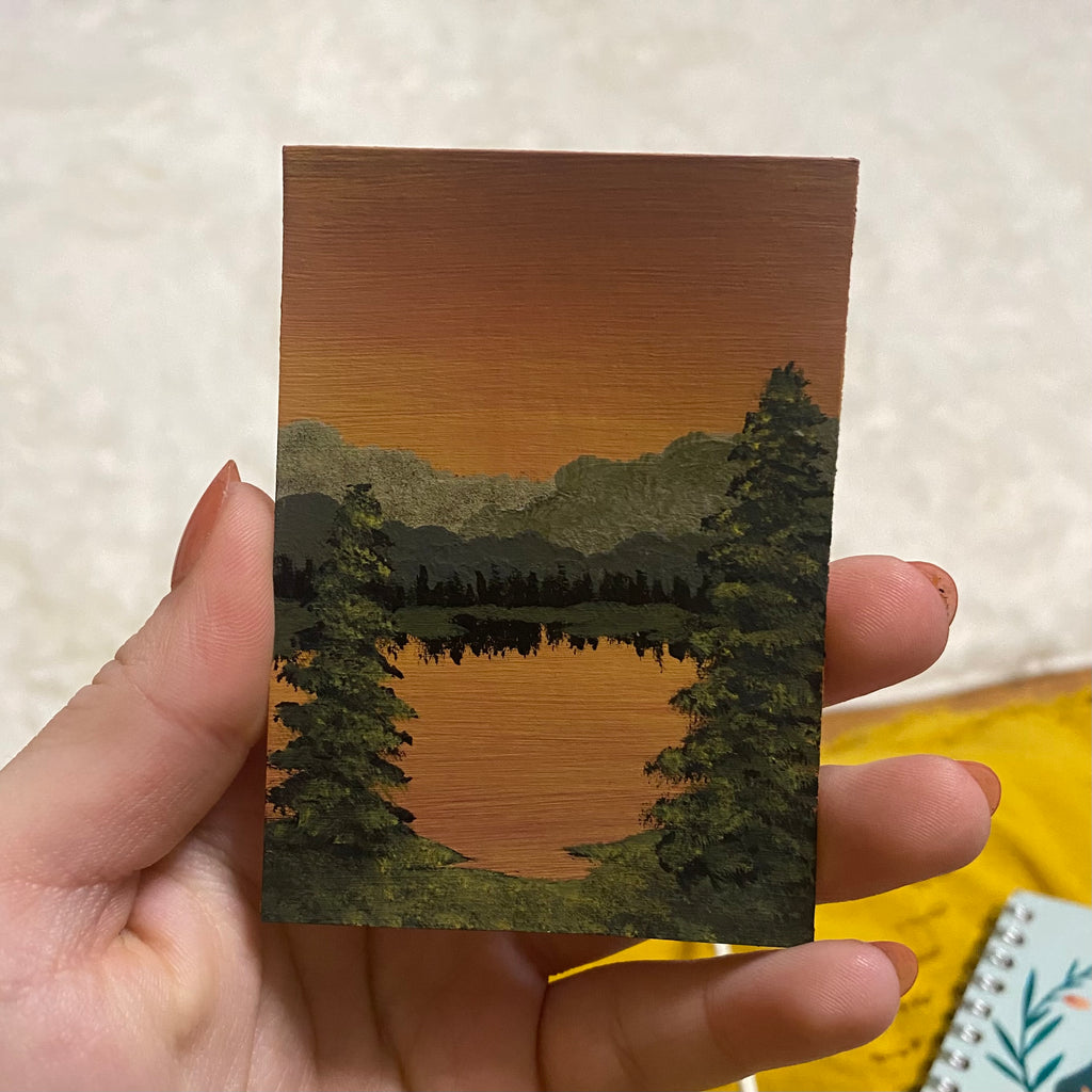 Echoes Beneath an Amber Sky - Original ACEO Art Card
