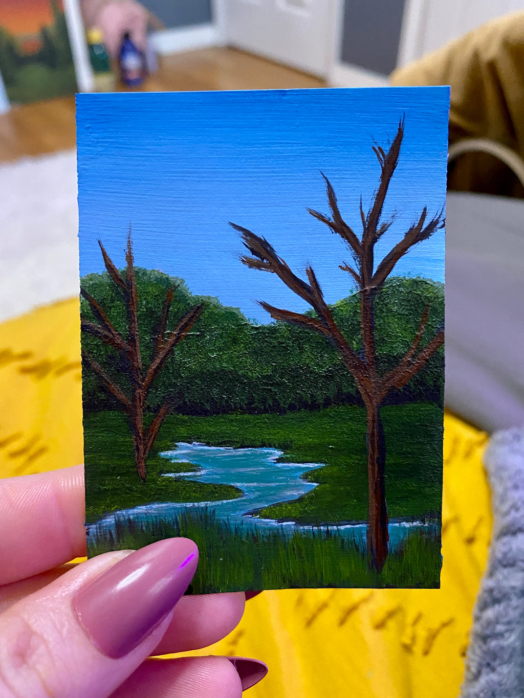 Something Waits Beyond the Green - Original ACEO Art Card