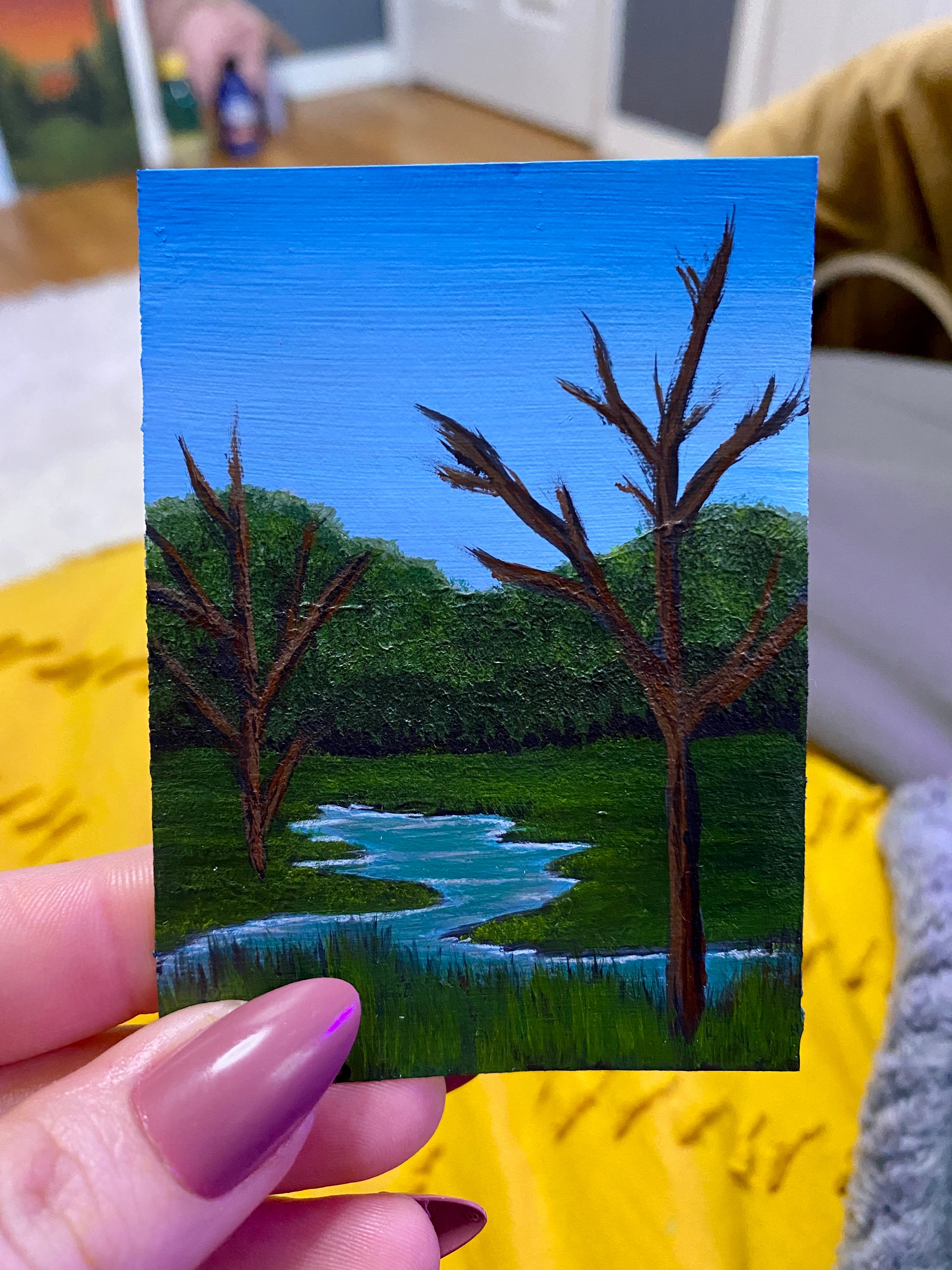 Something Waits Beyond the Green - Original ACEO Art Card