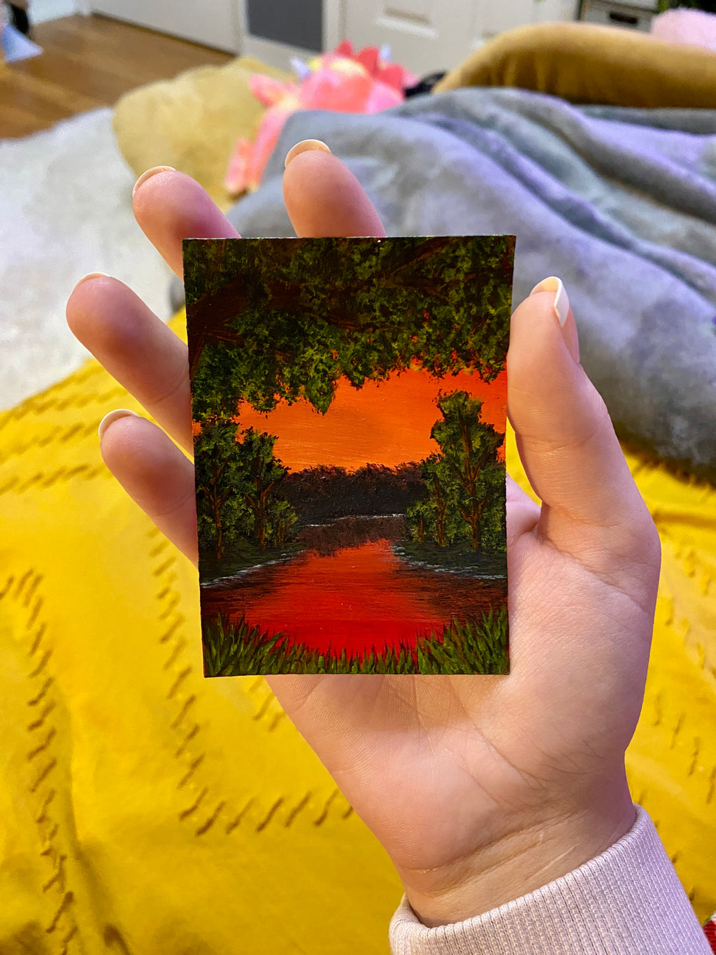 Amber Hour on the Water - Original ACEO Art Card