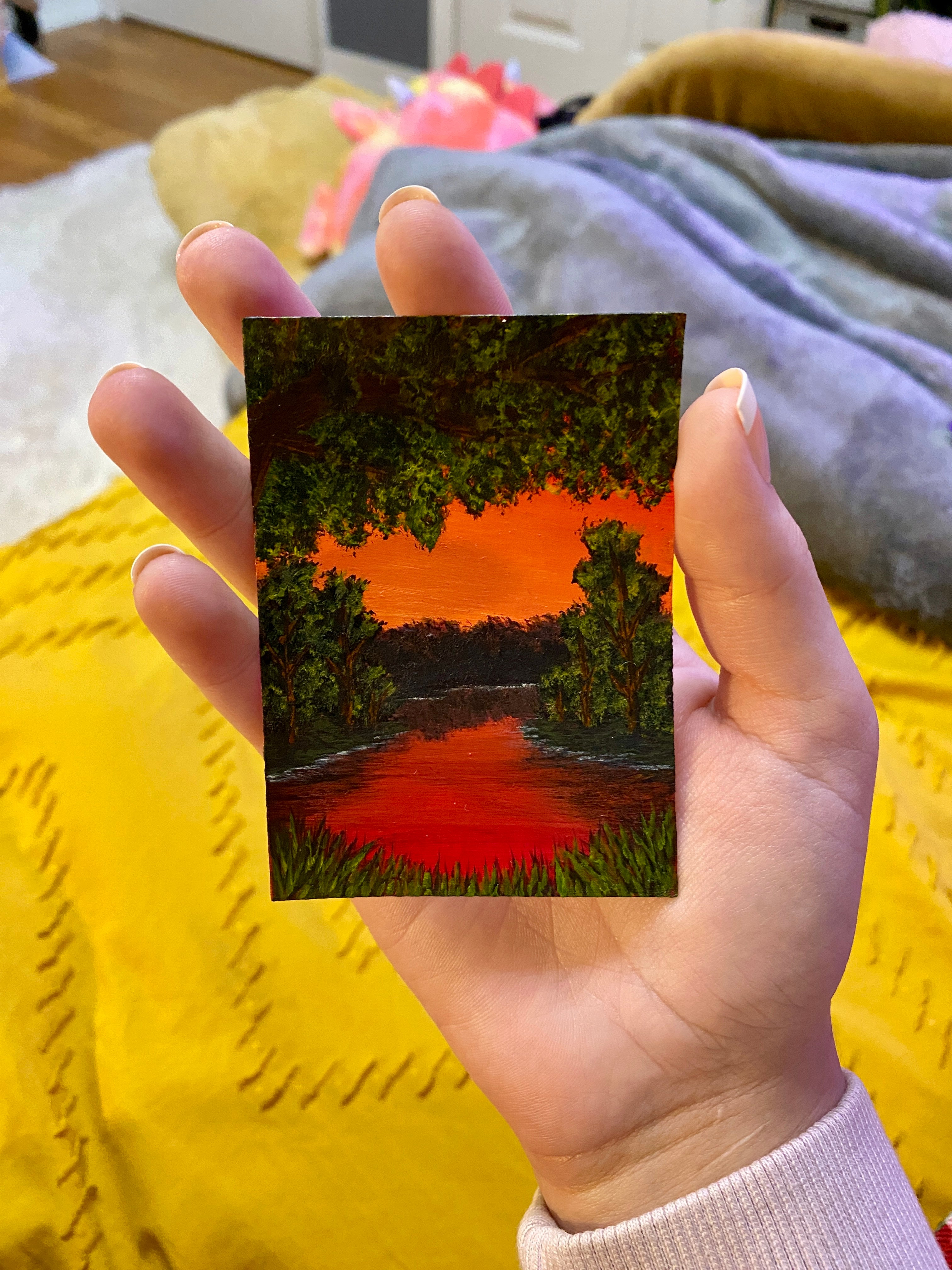 Amber Hour on the Water - Original ACEO Art Card