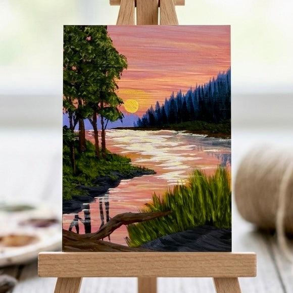 Last Light Along The Pines - Original ACEO Art Card