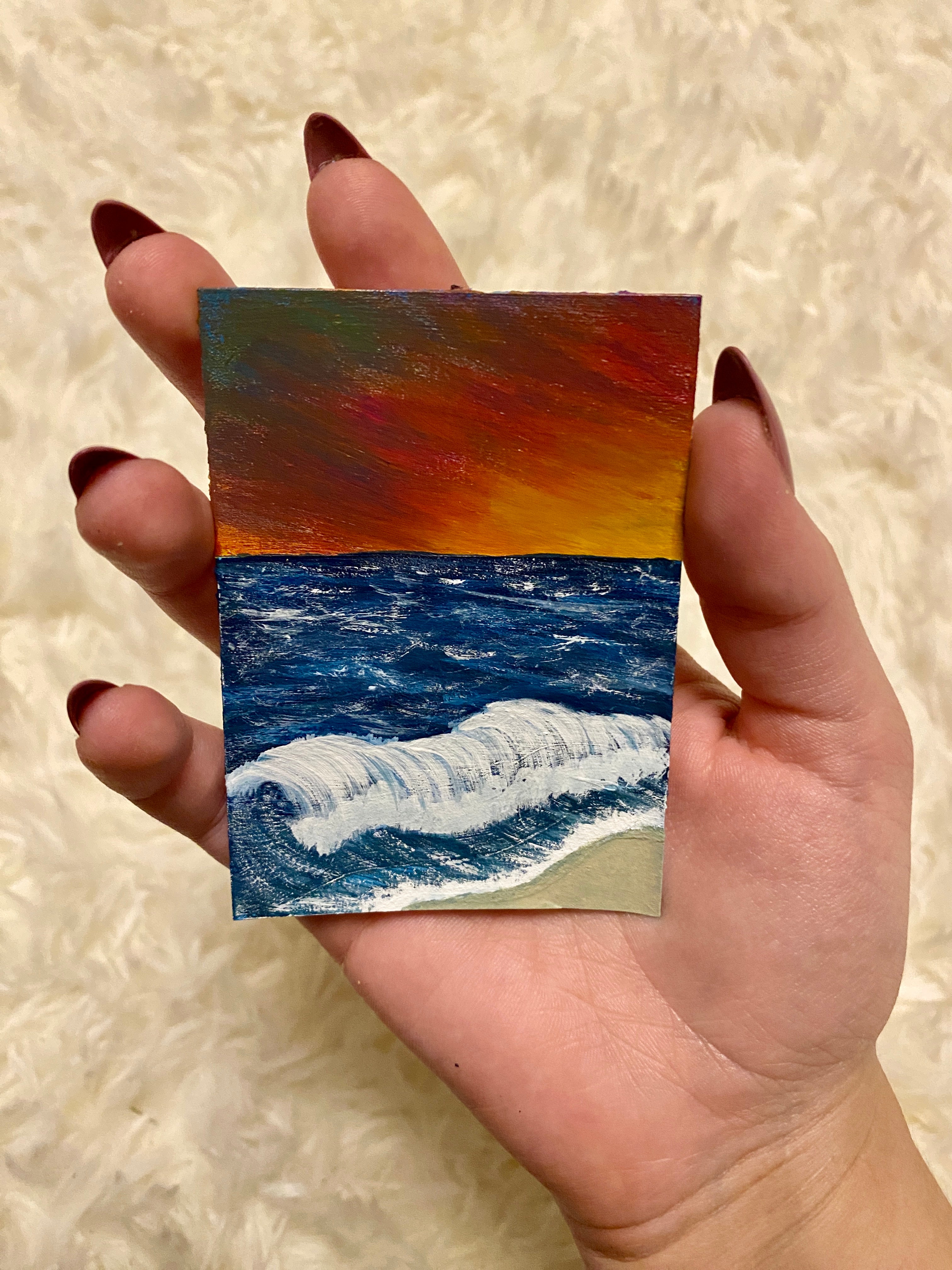 Embers Over the Inlet - Original ACEO Art Card