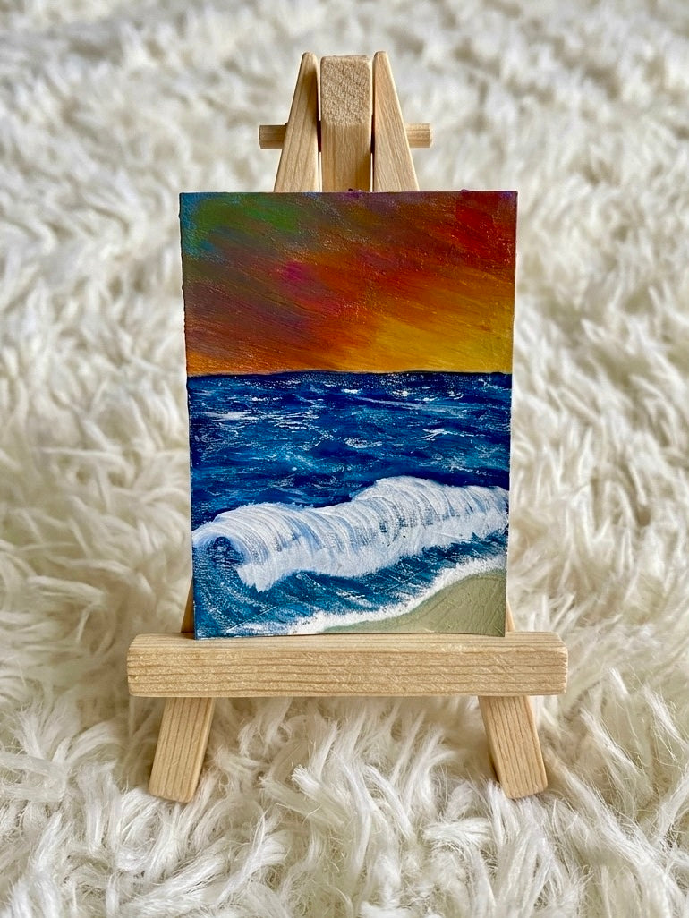 Embers Over the Inlet - Original ACEO Art Card