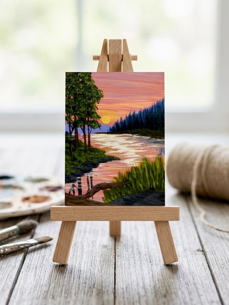 Last Light Along The Pines - Original ACEO Art Card