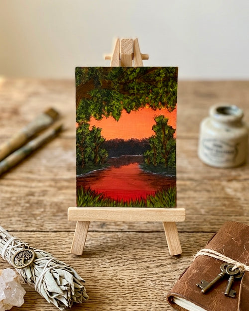 Amber Hour on the Water - Original ACEO Art Card