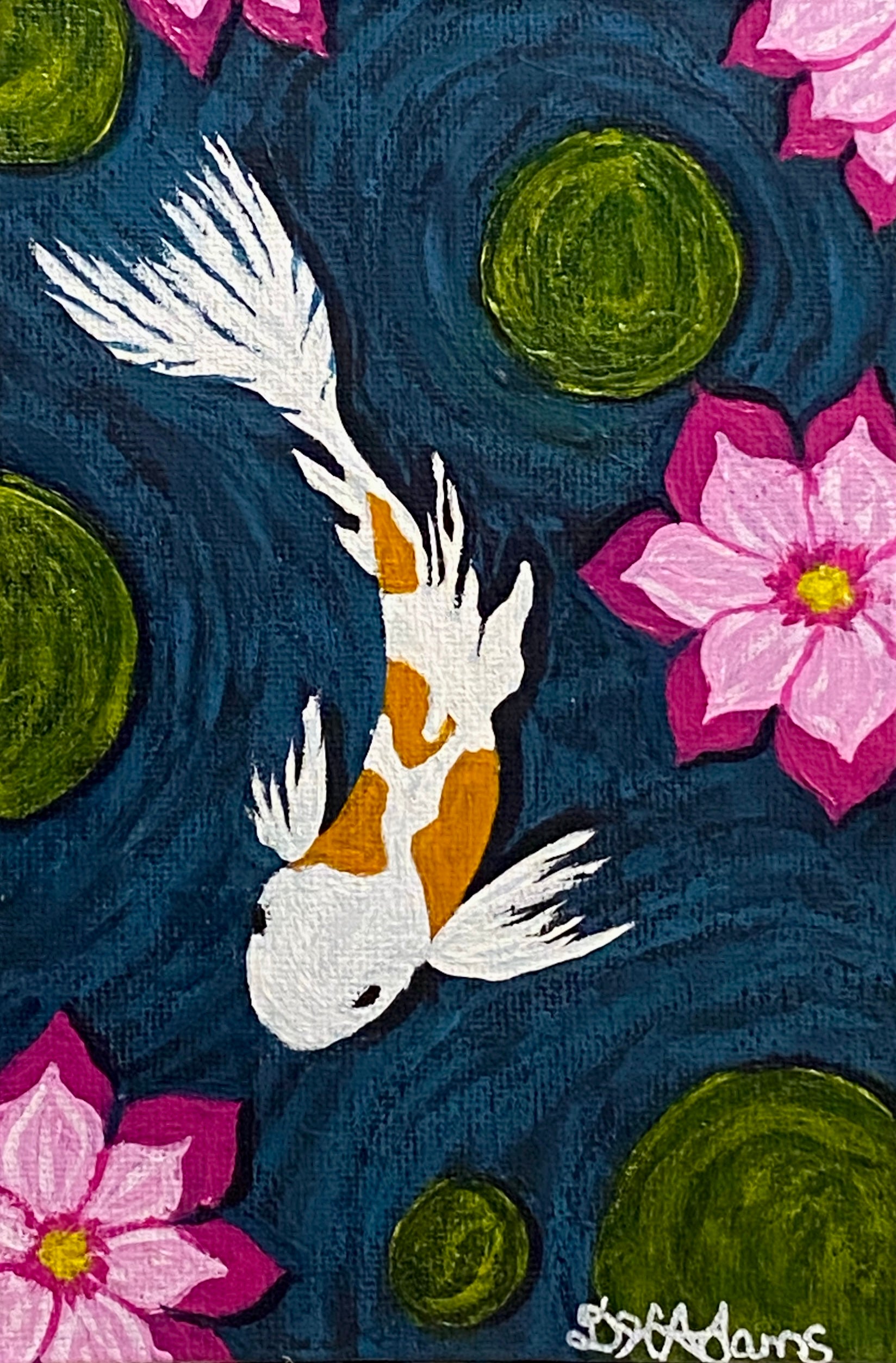 Guardian of the Pink Lotus - Original Acrylic Painting