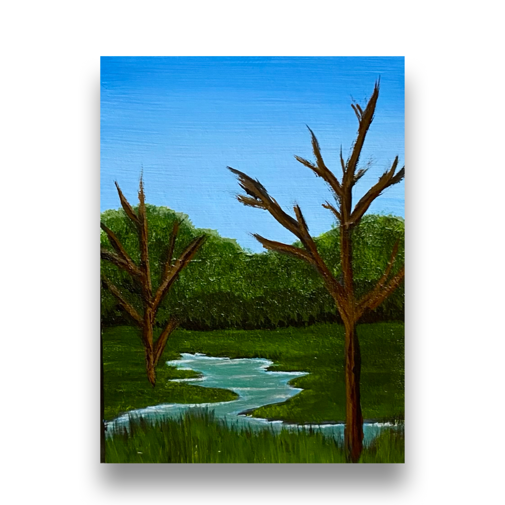 Something Waits Beyond the Green - Original ACEO Art Card