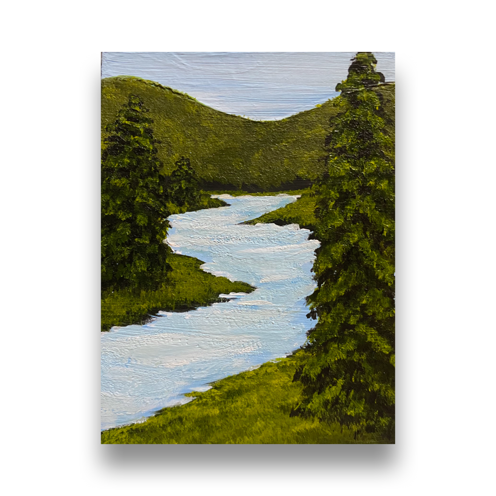 Blue Mischief in the Meadow - Original ACEO Art Card