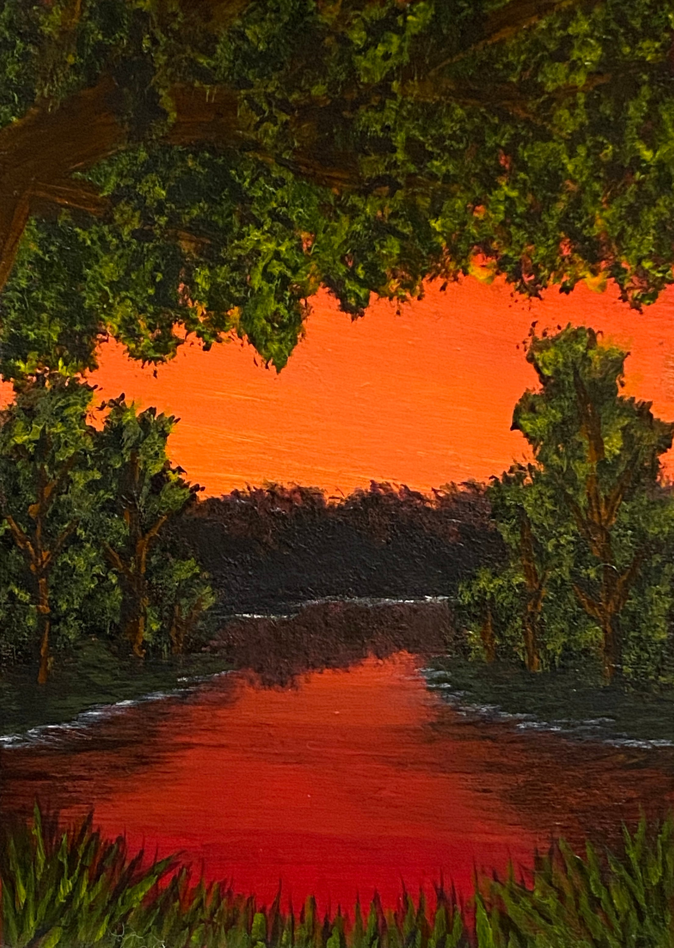 Amber Hour on the Water - Original ACEO Art Card